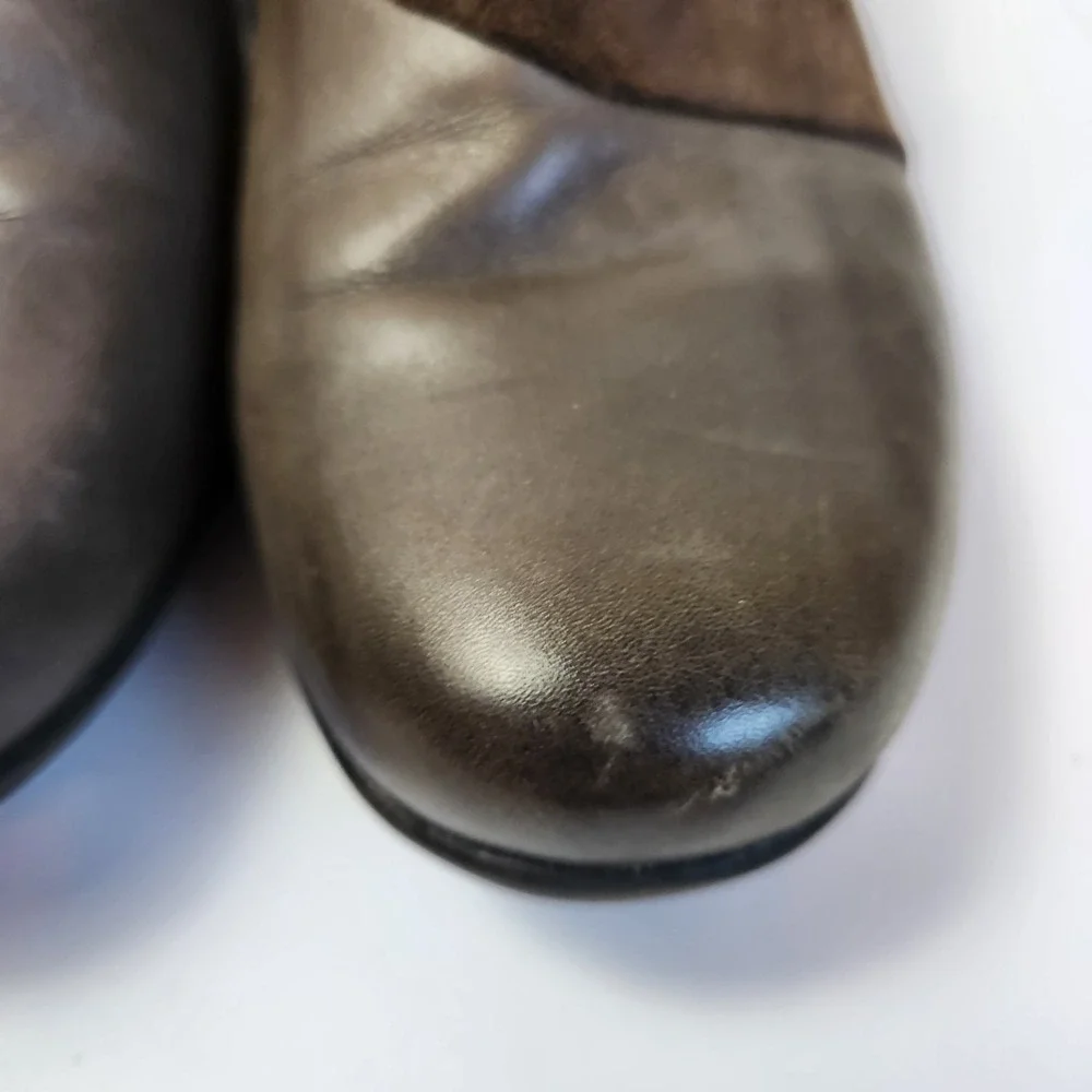 Clarks Bendables Womens Bootie Taupe Brown Leather Upper Ankle Boots Sz 9 M Shoe